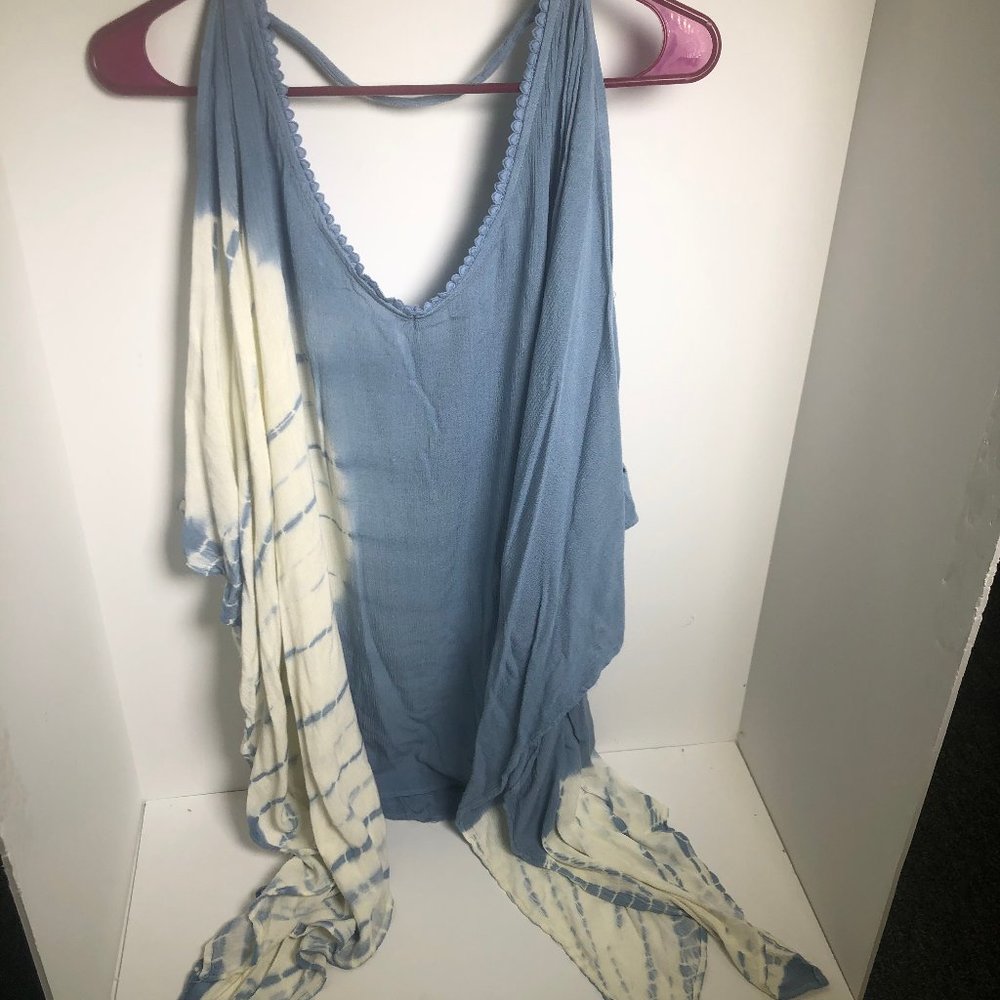 AAkaa blue and white tunic dress